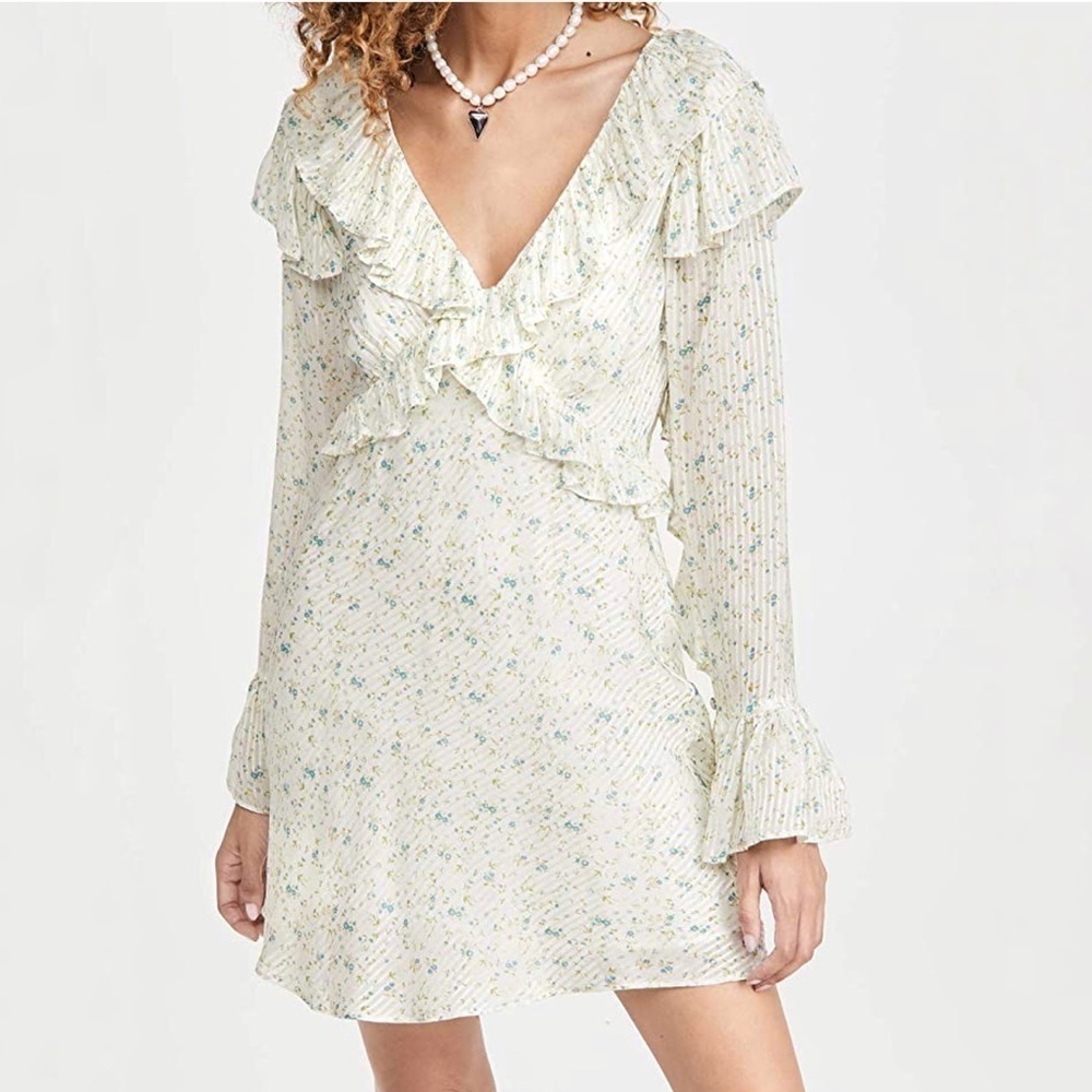 FREE People Sweetest Thing Floral Ruffle Satin Mini Dress